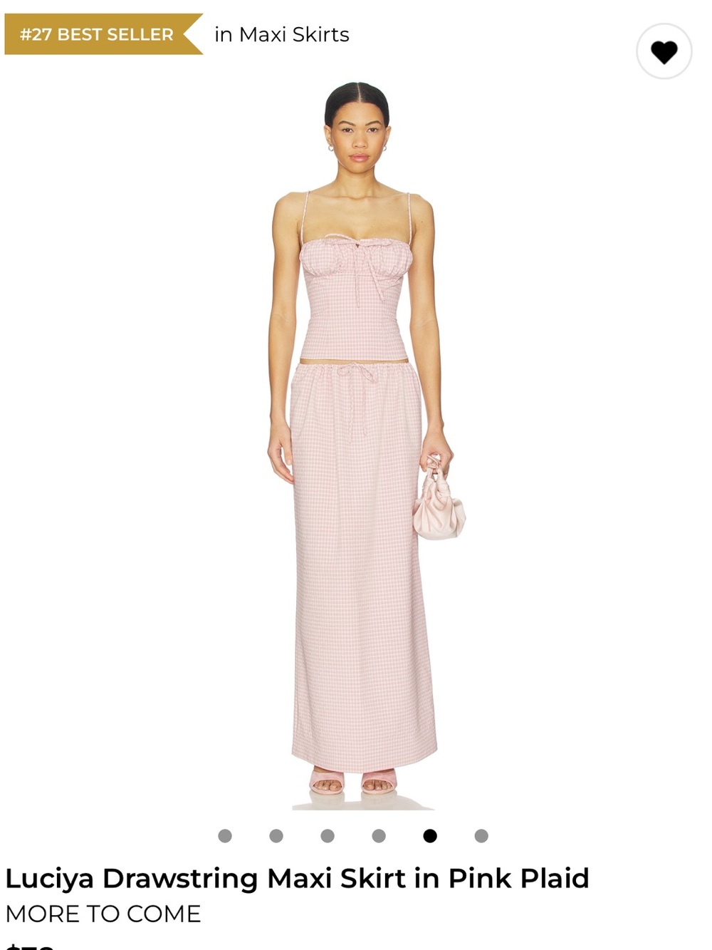 Luciya Pink Plaid Drawstring Maxi Skirt